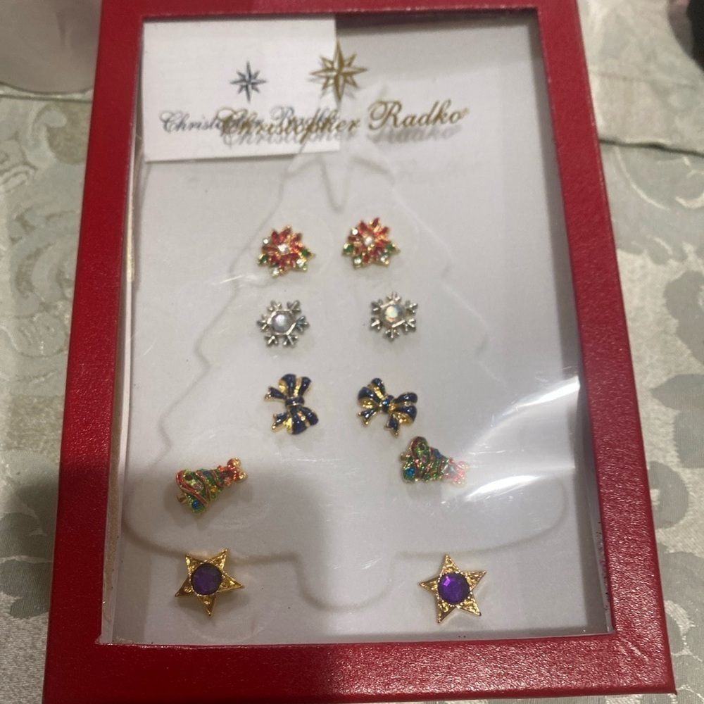 Christopher Radko Christmas Earrings Set of 5 Pairs‎